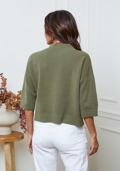 ♡ Strickpullover kurzarm, Stehkragen