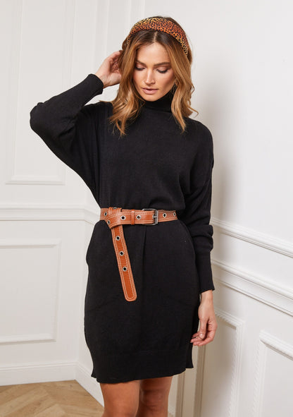 ♡ Rollkragen Strickkleid Langarm