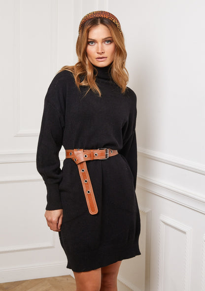 ♡ Rollkragen Strickkleid Langarm