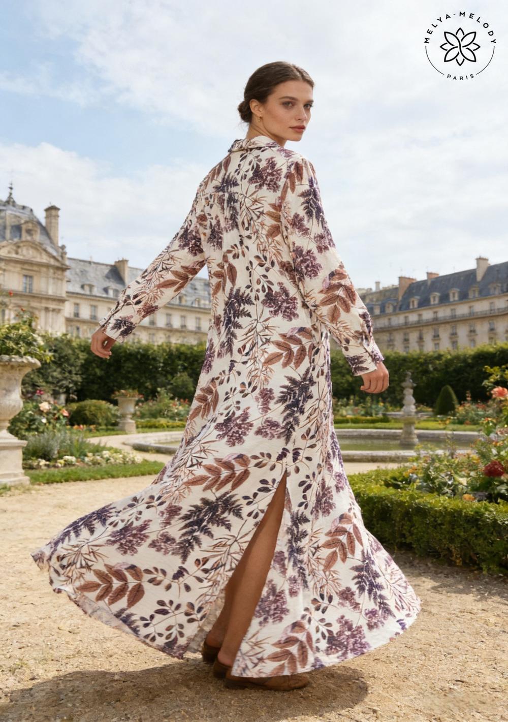 ♡ Hemdblusenkleid mit Blattmuster