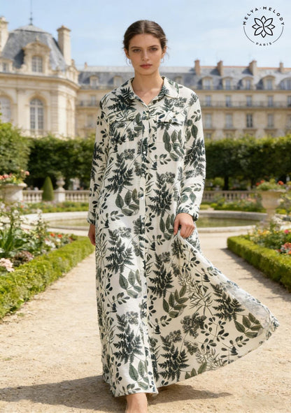 ♡ Hemdblusenkleid mit Blattmuster