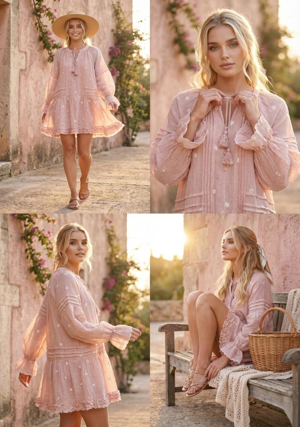 ♡ Boho Kleid mit Stickereien