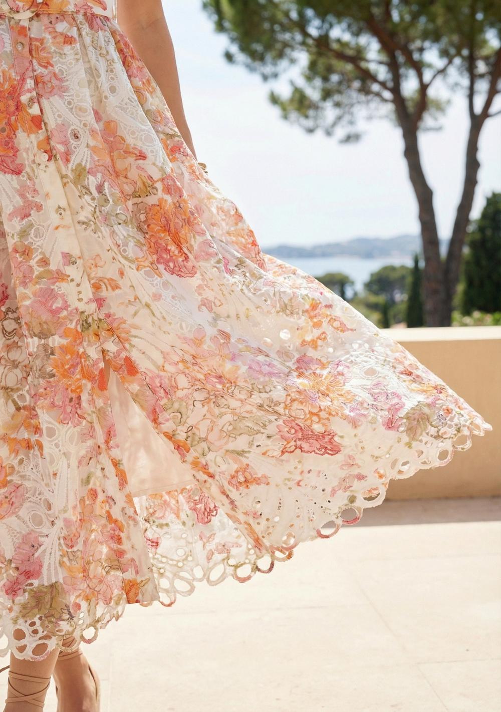 ♡ Midikleid mit Floraler Lochstickerei
