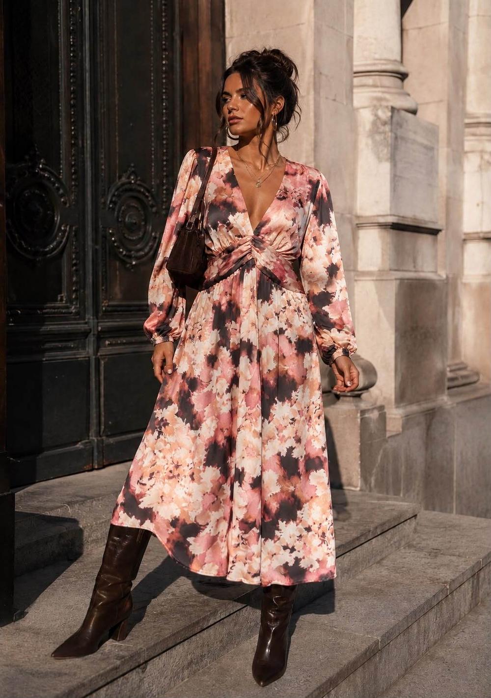 ♡ Maxikleid mit Wickel-V-Ausschnitt