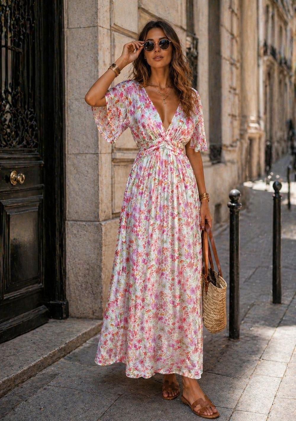 ♡ Maxikleid mit V-Ausschnitt