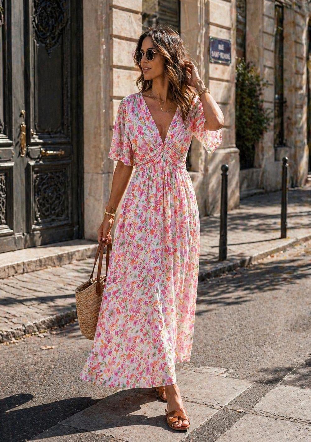 ♡ Maxikleid mit V-Ausschnitt