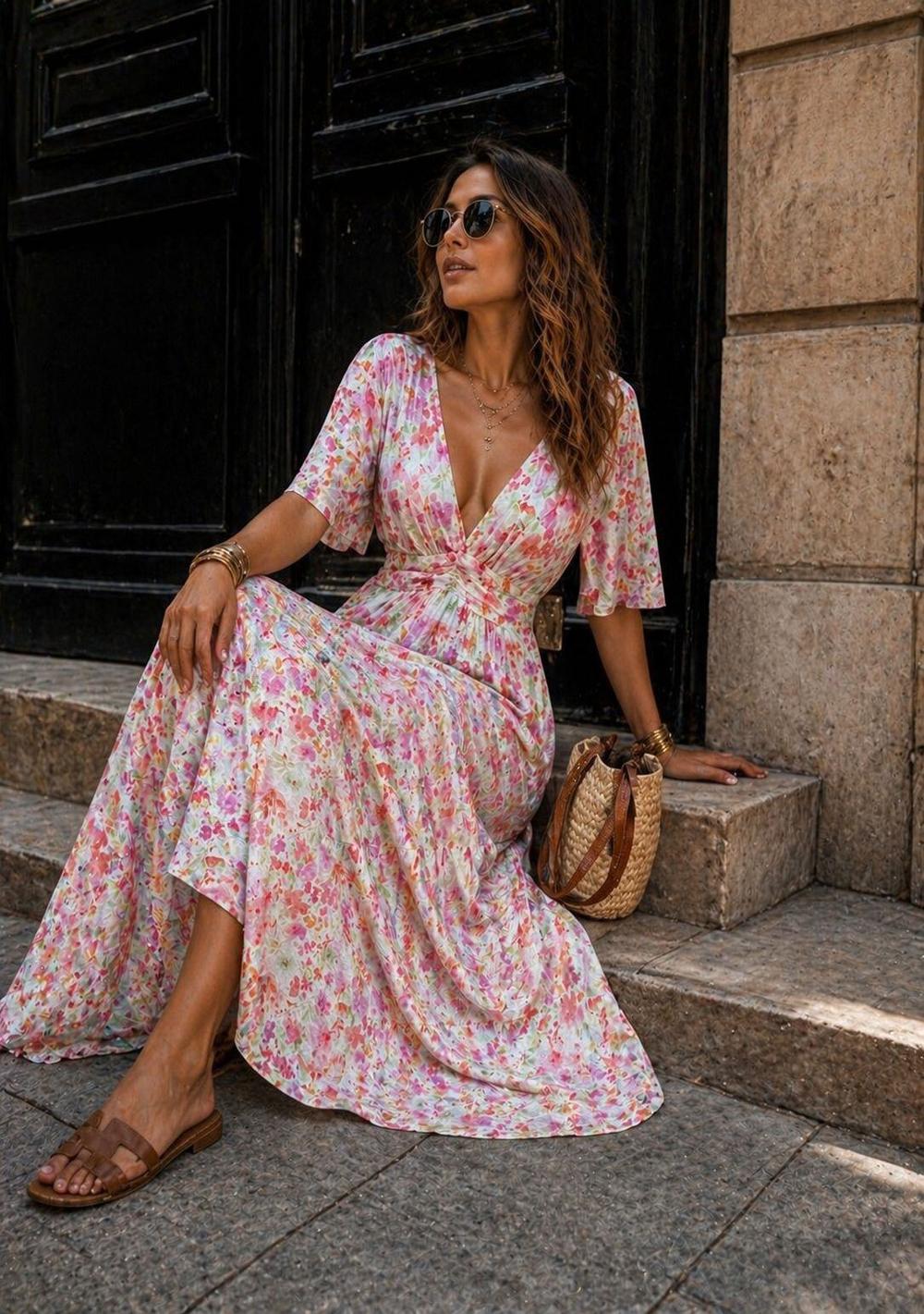 ♡ Maxikleid mit V-Ausschnitt