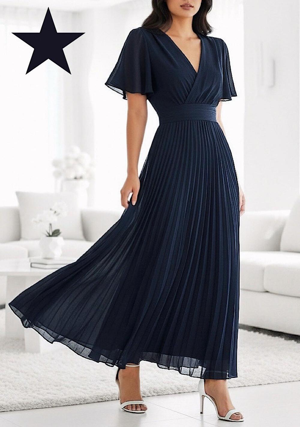 ♡ Plisseekleid mit V-Neck