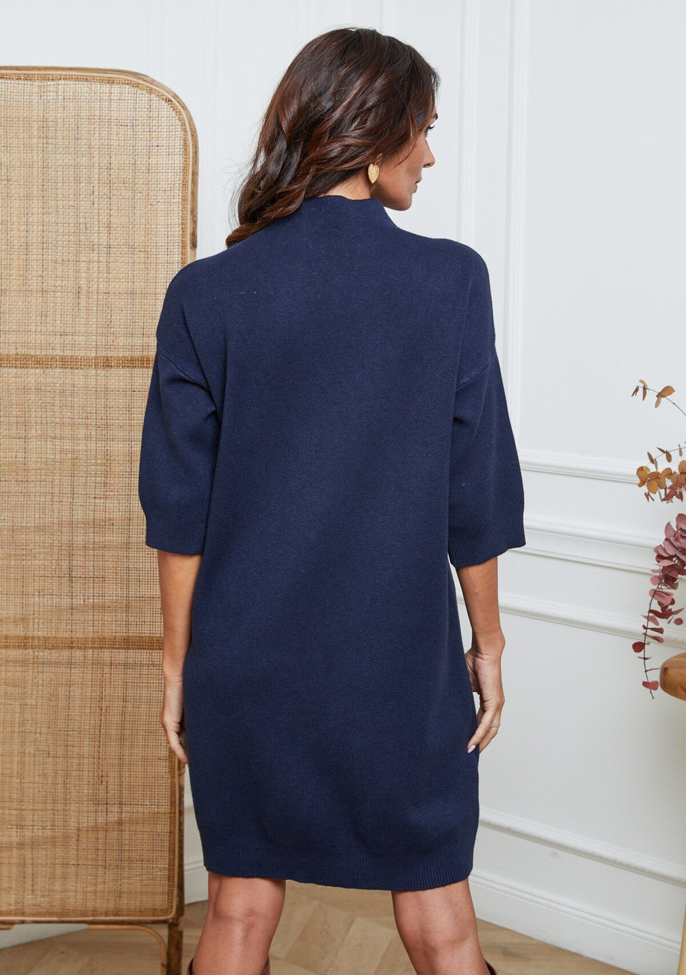 ♡ Lockeres Strickkleid mit halben Arm