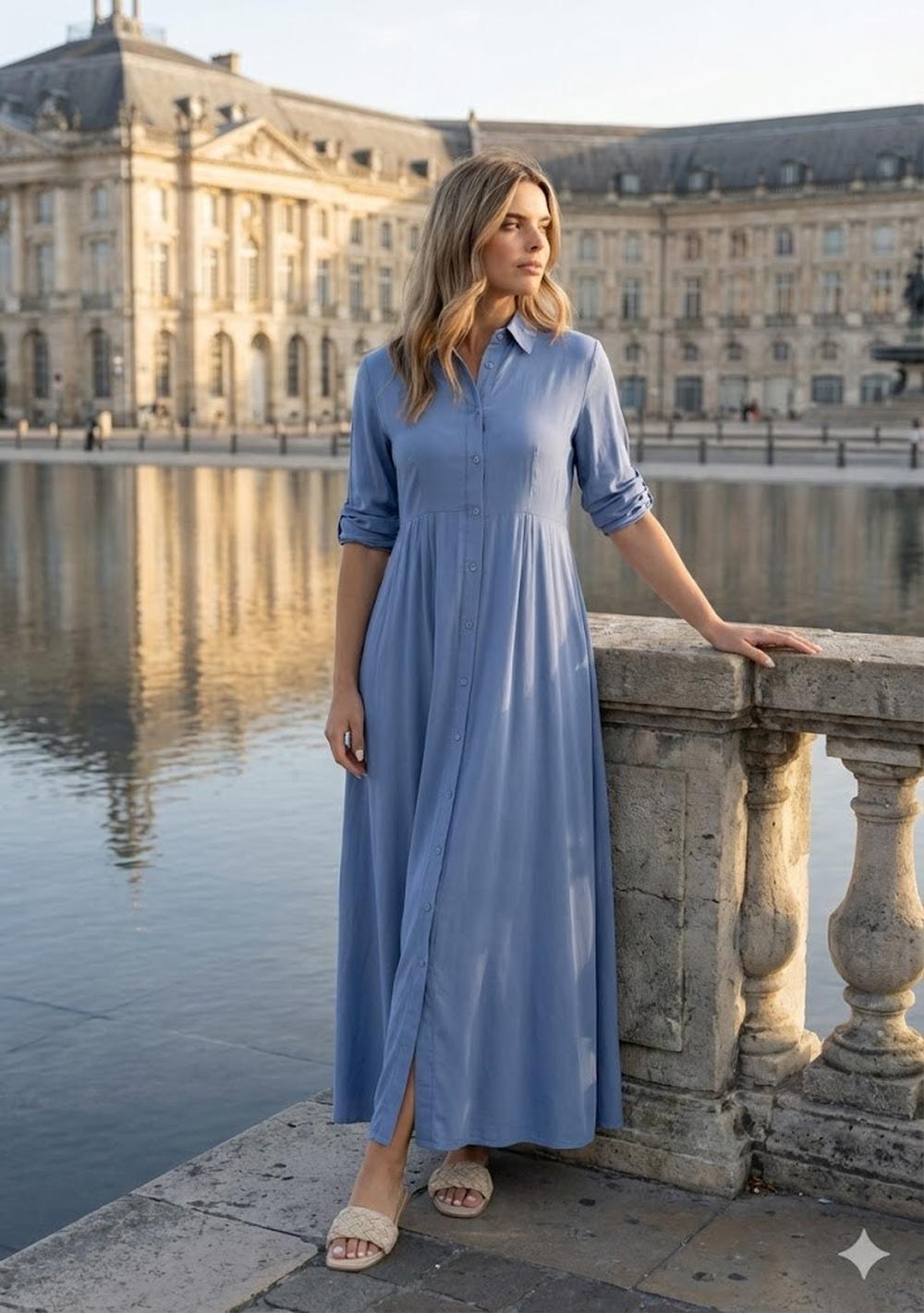 ♡ Unifarbendes Hemdblusenkleid