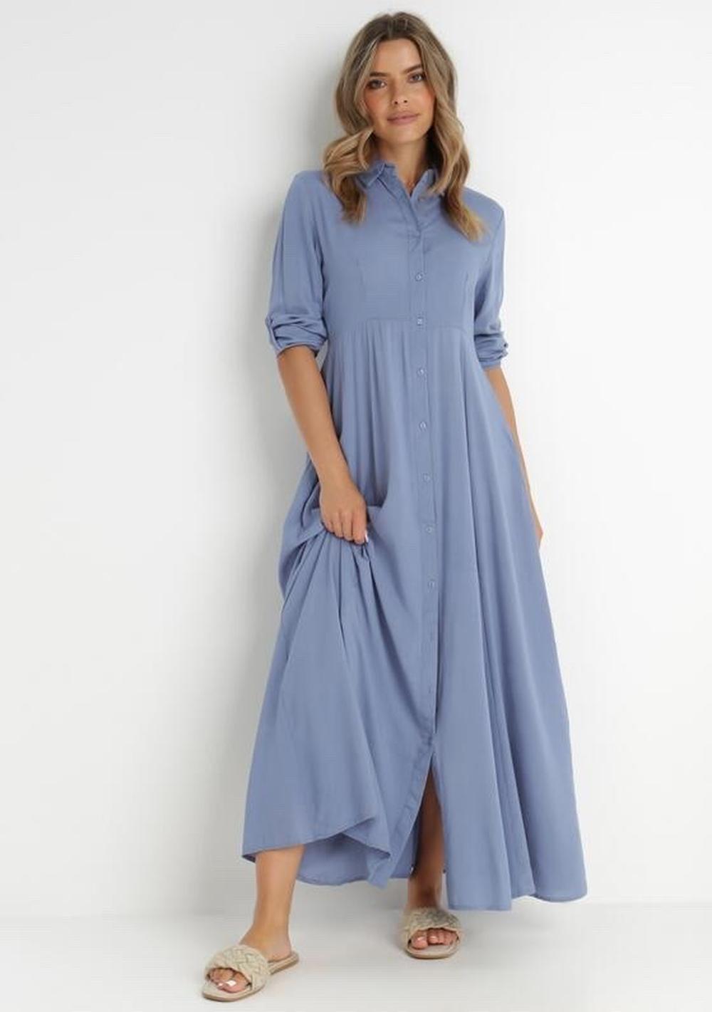 ♡ Unifarbendes Hemdblusenkleid