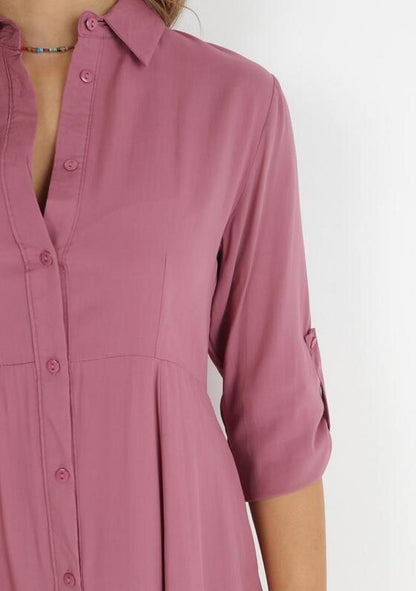 ♡ Unifarbendes Hemdblusenkleid