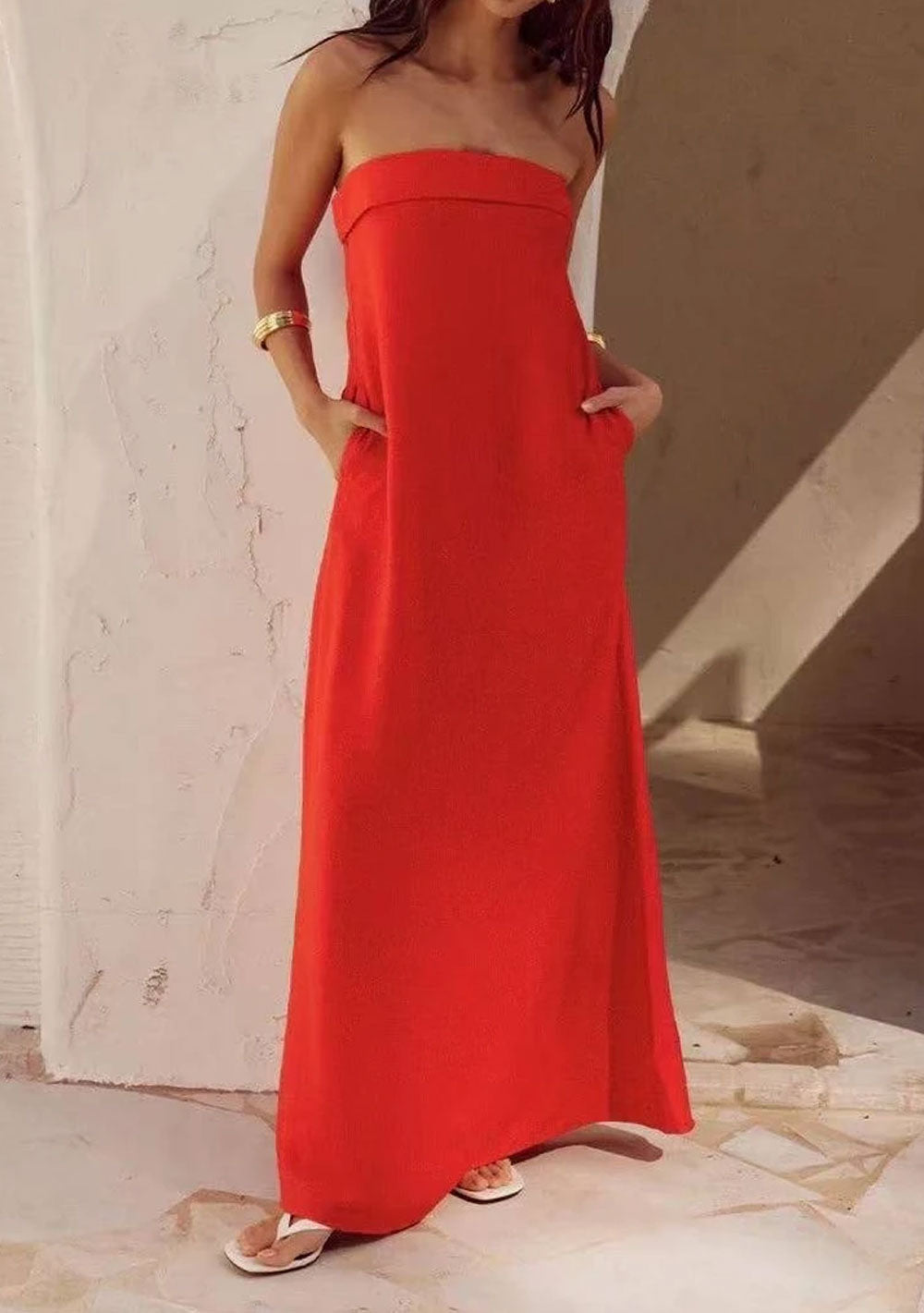 ♡ Schulterfreies Maxikleid