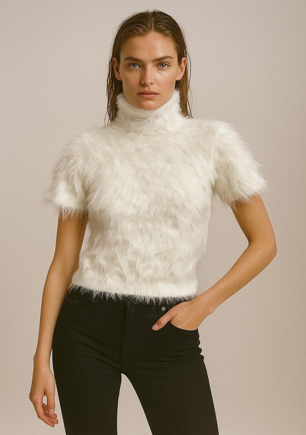 ♡ Kurzarm-Rolli mit Feder-Effekt