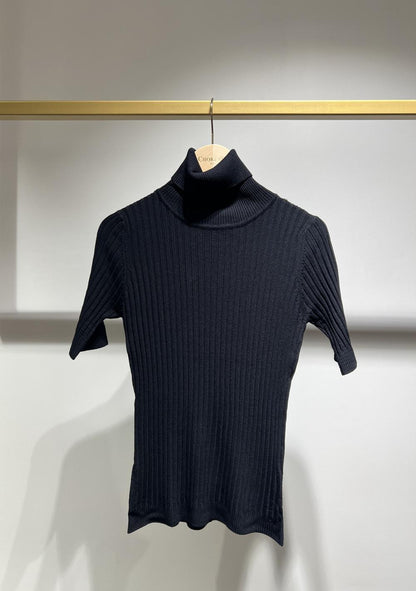 ♡ Kurzärmliges Strick-Rollkragen-Top