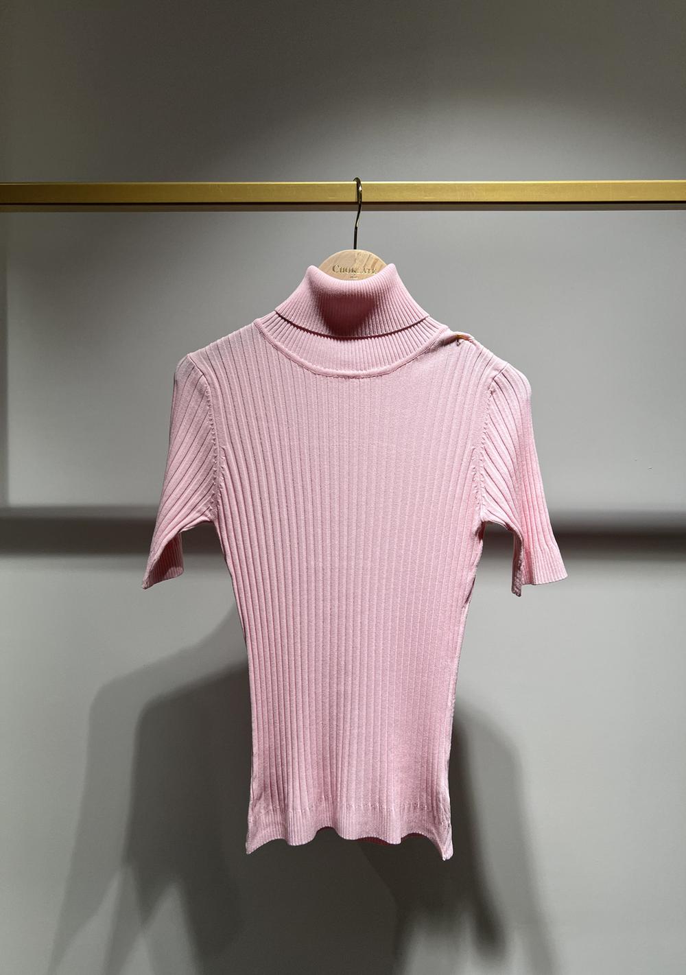 ♡ Kurzärmliges Strick-Rollkragen-Top