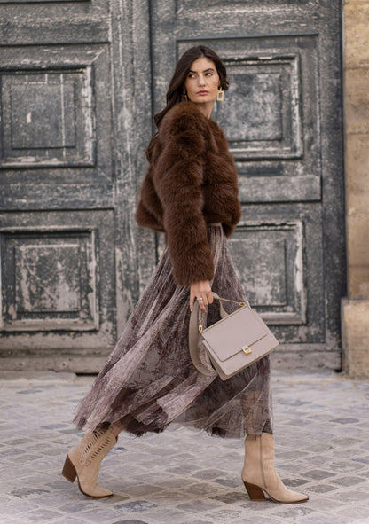 ♡ Langer Tüllrock mit Toile-de-Jouy-Print