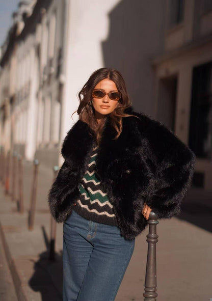 ♡ Kurz Kunstpelz-Jacke