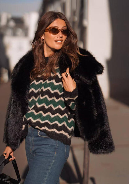 ♡ Kurz Kunstpelz-Jacke