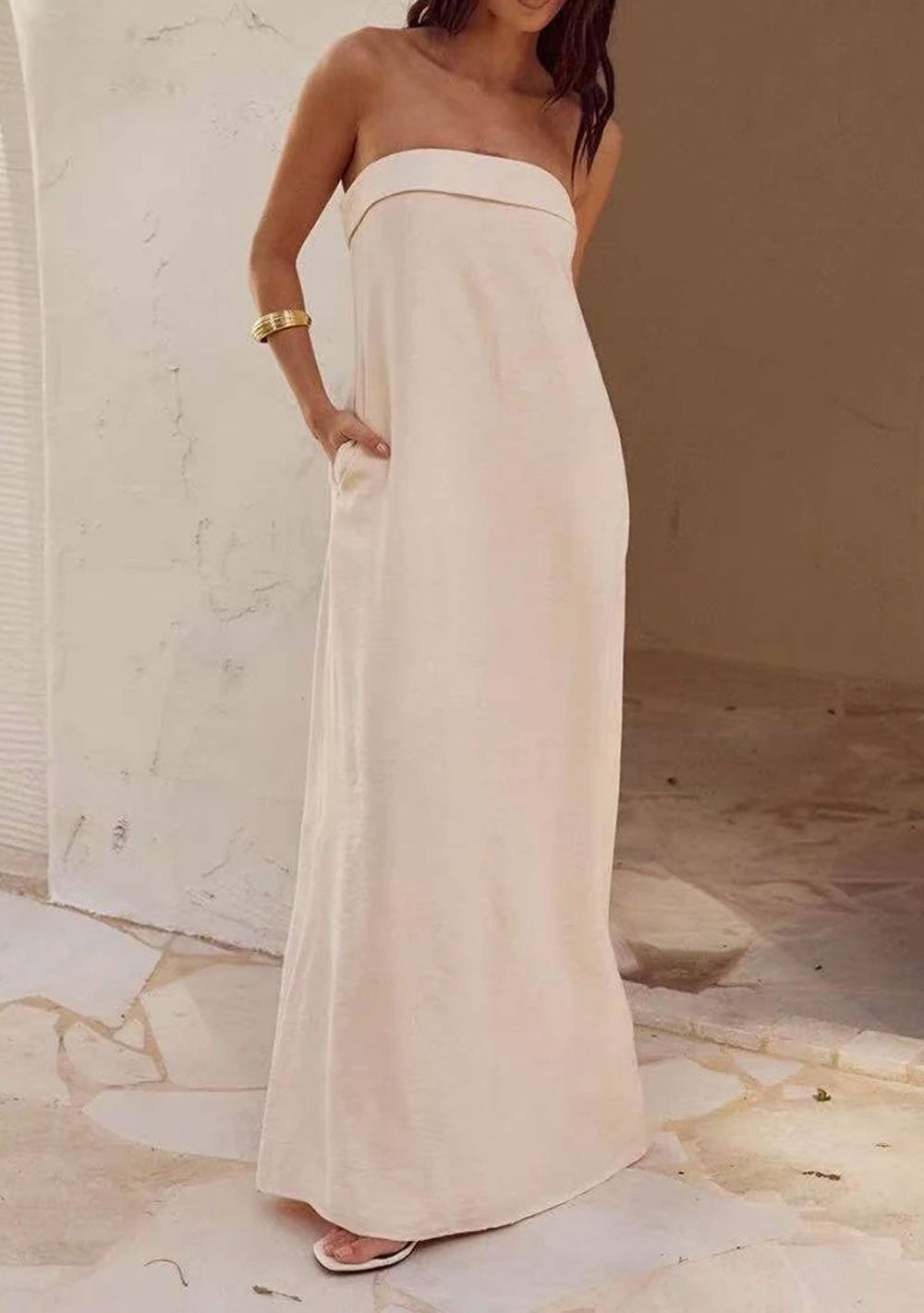 ♡ Schulterfreies Maxikleid