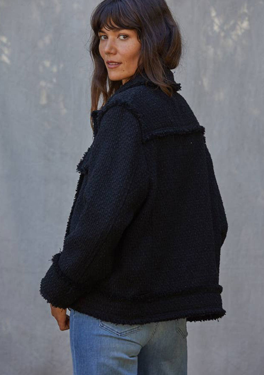 ♡ Oversized Tweedjacke mit Fransen