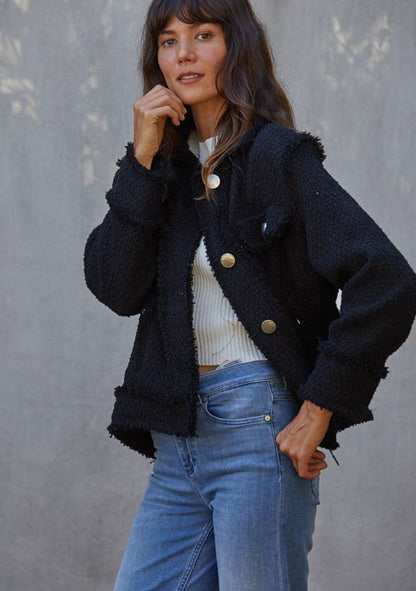 ♡ Oversized Tweedjacke mit Fransen