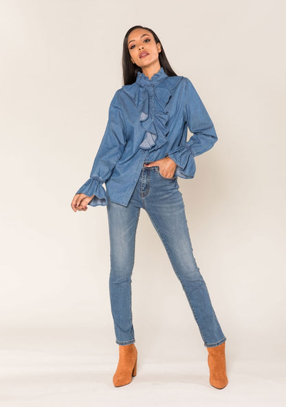 ♡ Halbhohe Jeans mit schmalem Bein