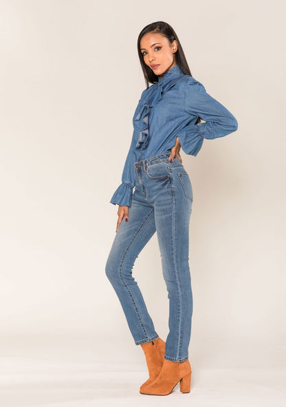 ♡ Halbhohe Jeans mit schmalem Bein