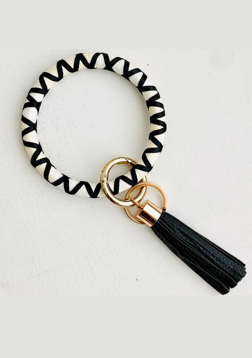 ♡ Boho Schlüsselanhänger, schwarz/weiß